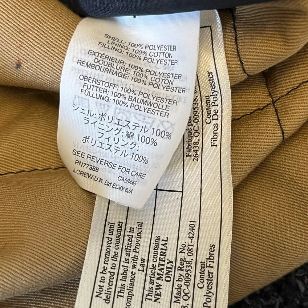 J Crew Mens Quilted Vest Dark Blue Tan Size XS